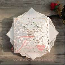 Fancy Cheap Laser Cut White Wedding Invitations Sleeves